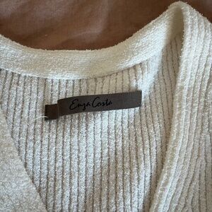 Enza Costa Women's V-Neck Sweater in Cream